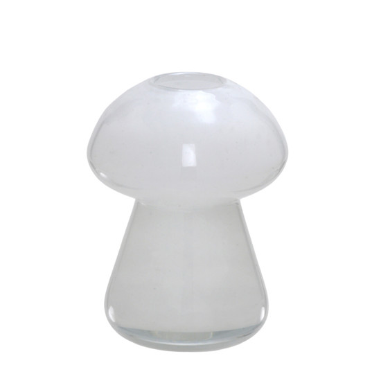 Imagem VASO DECORATIVO EM VIDRO BRANCO LEITOSO 20X15X15 CM - MABRUK