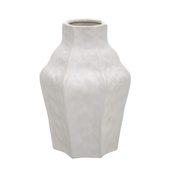 Imagem VASO DECORATIVO EM CERÂMICA BRANCA 28X19X18 CM - MABRUK