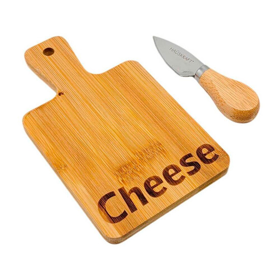 Imagem MINI CONJUNTO 2 PEÇAS PARA QUEIJO EM BAMBÚ E INOX 19X11CM - HAÜSKRAFT