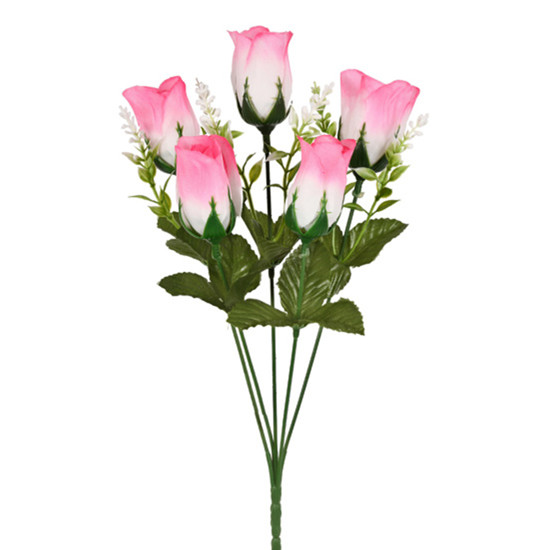 Imagem BUQUÊ DECORATIVO DE BOTÕES DE ROSAS NA COR ROSA EM PLÁSTICO MOLDÁVEL 30X10CM - GRILLO