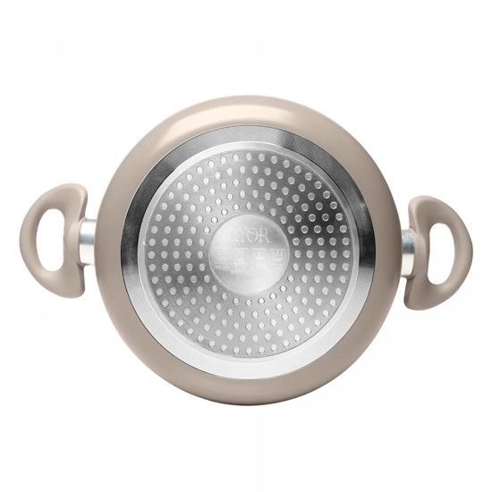 Imagem CAÇAROLA DE INDUÇÃO CHEF PRO ALUMÍNIO REVESTIDA EM CERÂMICA E TAMPA DE VIDRO - LYOR