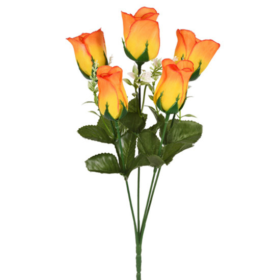 Imagem BUQUÊ DECORATIVO DE BOTÕES DE ROSAS LARANJA EM PLÁSTICO MOLDÁVEL 30X10CM - GRILLO