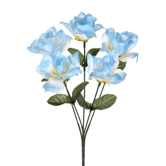 Imagem BUQUÊ PERMANENTE DECORATIVO DE 5 ROSAS AZUIS EM PLÁSTICO MOLDÁVEL 30X13CM - GRILLO