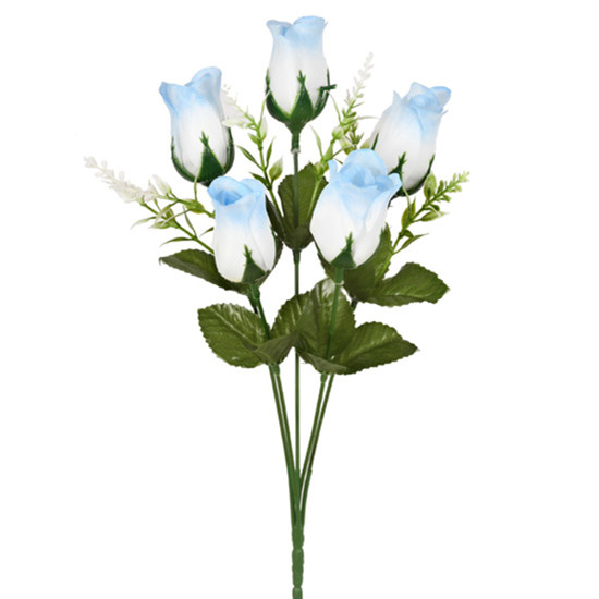 Imagem BUQUÊ DECORATIVO DE BOTÕES DE ROSAS AZUIS EM PLÁSTICO MOLDÁVEL 30X10CM - GRILLO