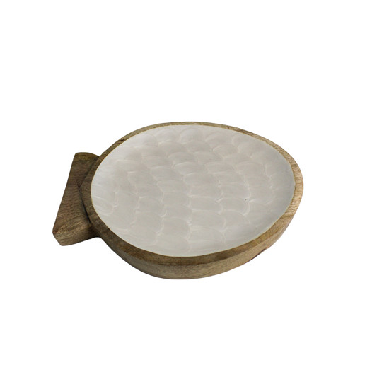 Imagem PETISQUEIRA FORMATO PEIXE EM MADEIRA REVESTIDA EM RESINA BRANCA - ENTRECASA