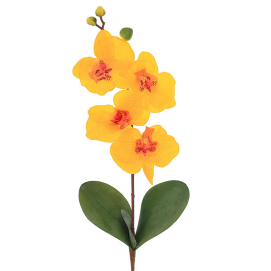 Imagem HASTE DECORATIVA PERMANENTE DE ORQUÍDEA AMARELA EM PLÁSTICO MOLDÁVEL 46X13CM GRILLO