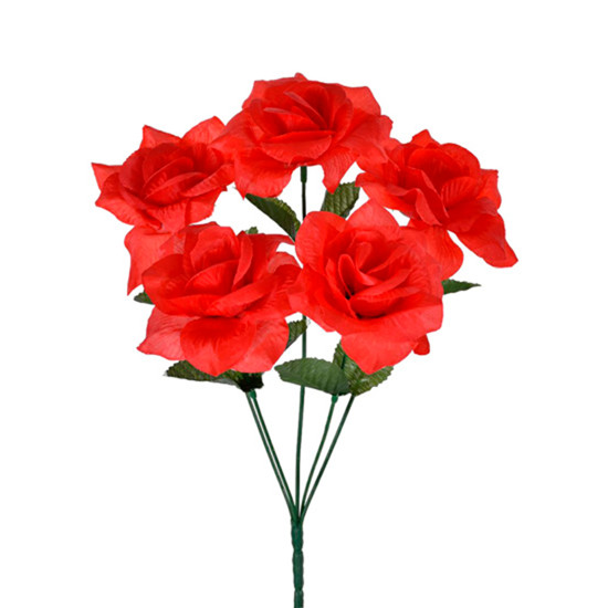 Imagem BUQUÊ PERMANENTE DECORATIVO DE ROSAS VERMELHAS EM PLÁSTICO MOLDÁVEL 30X12CM GRILLO