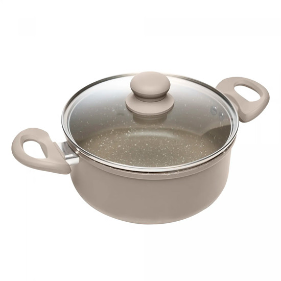 Imagem CAÇAROLA DE INDUÇÃO CHEF PRO ALUMÍNIO REVESTIDA EM CERÂMICA E TAMPA DE VIDRO - LYOR