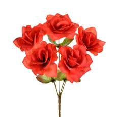 Imagem de BUQUÊ DECORATIVO DE 5 ROSAS VERMELHO OUTONO EM PLÁSTICO MOLDÁVEL 30X14CM - GRILLO - Grillo Ltda