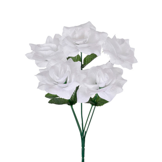 Imagem BUQUÊ PERMANENTE DECORATIVO DE ROSAS BRANCAS EM PLÁSTICO MOLDÁVEL 30X12CM - GRILLO