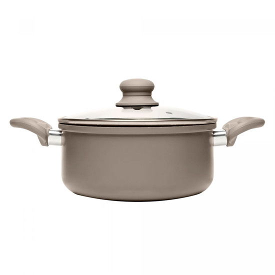 Imagem CAÇAROLA DE INDUÇÃO CHEF PRO ALUMÍNIO REVESTIDA EM CERÂMICA E TAMPA DE VIDRO - LYOR