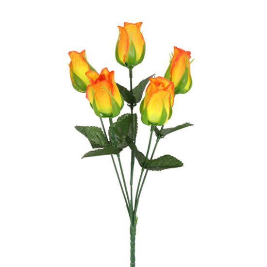 Imagem BUQUÊ PERMANENTE DE BOTÕES DE ROSAS LARANJA EM PLÁSTICO MOLDÁVEL 33X10CM - GRILLO