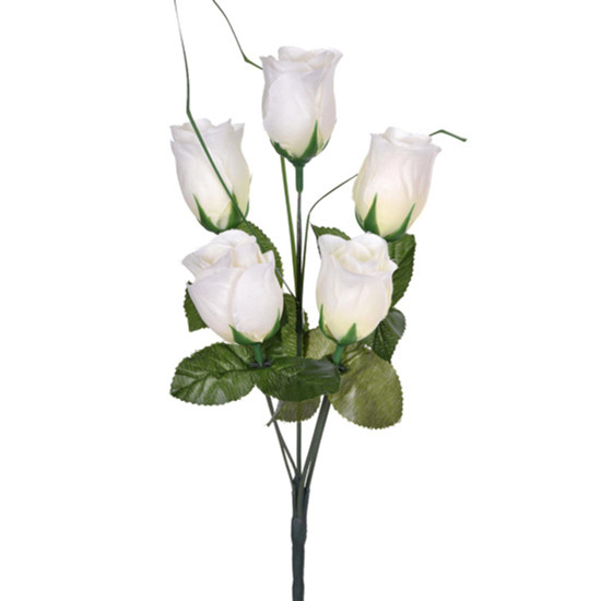 Imagem BUQUÊ DECORATIVO DE BOTÕES DE ROSAS BRANCAS EM CETIM E PLÁSTICO MOLDÁVEL - GRILLO