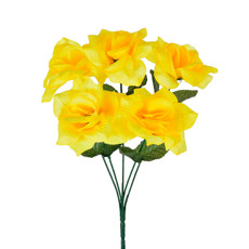 Imagem de BUQUÊ PERMANENTE DECORATIVO DE ROSAS AMARELAS EM PLÁSTICO MOLDÁVEL 30X12CM - GRILLO - Grillo Ltda