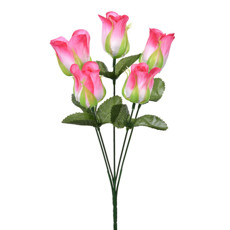 Imagem de BUQUÊ PERMANENTE DE BOTÕES DE ROSAS NA COR ROSA EM PLÁSTICO MOLDÁVEL 33X10CM - GRILLO - Grillo Ltda