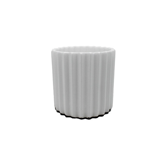 Imagem VASO HENRI DECORATIVO EM CERÂMICA BRANCO FOSCO 16X16X16CM - CERÂMICA ANA MARIA