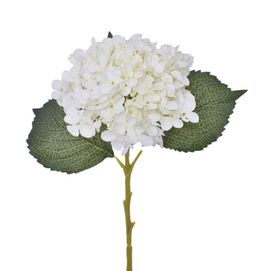 Imagem HASTE DECORATIVA DE HORTENSIA CREME EM PLÁSTICO MOLDÁVEL 52X26CM - GRILLO