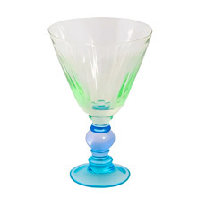 Imagem de TAÇA DE VIDRO 350ML VERDE E BASE AZUL TURQUESA 19X11X11CM - RIBEIRO E PAVANI - Ribeiro E Pavani Com Imp Exp