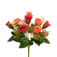 Imagem de BUQUÊ DECORATIVO 5 ROSAS SILVESTRES VERMELHO LARANJA EM PLÁSTICO MOLDÁVEL - GRILLO - Grillo Ltda