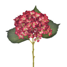 Imagem de HASTE DECORATIVA DE HORTENSIA VERMELHA EM PLÁSTICO MOLDÁVEL 52X26CM - GRILLO - Grillo Ltda