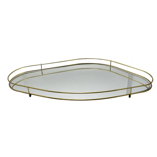 Imagem BANDEJA FENCE ORGÂNICA ESPELHADA EM METAL DOURADO 3X59X33CM - HARA