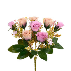 Imagem de BUQUÊ DECORATIVO 5 ROSAS SILVESTRES LAVANDA EM PLÁSTICO MOLDÁVEL 29X16CM - GRILLO - Grillo Ltda