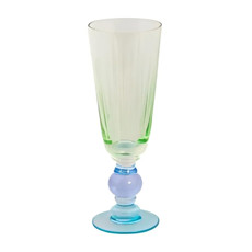 Imagem de TAÇA DE ESPUMANTE 250ML EM VIDRO VERDE E BASE AZUL 22X6,5CM - RIBEIRO E PAVANI - Ribeiro E Pavani Com Imp Exp