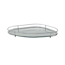 Imagem de BANDEJA FENCE ORGÂNICA ESPELHADA EM METAL CROMADO 3X41X23CM - HARA - Haredecor Ind E Com De Utilidades Ltda