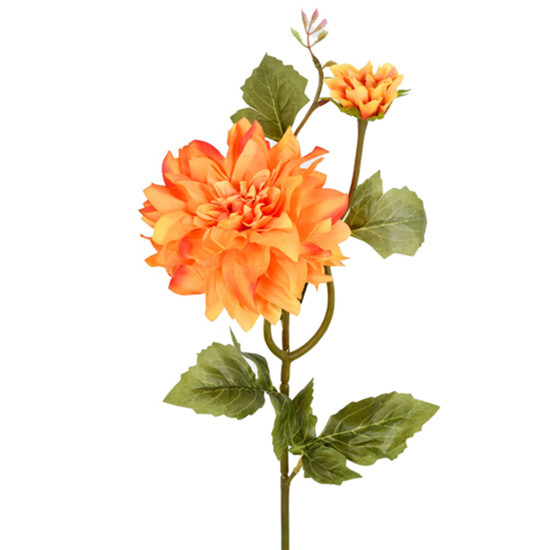 Imagem HASTE PERMANENTE DECORATIVA DE DÁLIA LARANJA EM PLÁSTICO MOLDÁVEL 65X17CM - GRILLO