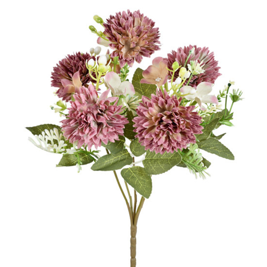 Imagem BUQUÊ DECORATIVO DE MINI CRISÂNTEMO MARROM EM PLÁSTICO MOLDÁVEL 28X12CM - GRILLO