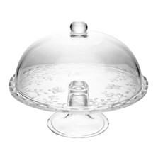 Imagem de PRATO PARA BOLO COM PÉ E TAMPA NEW BUTTERFLY EM CRISTAL ECOLÓGICO 30X24CM - LYOR - Coliseu Presentes Ltda