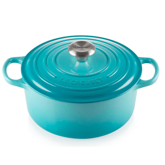 Imagem PANELA REDONDA SIGNATURE AZUL CARIBE EM FERRO FUNDIDO 17X33X24CM - LE CREUSET
