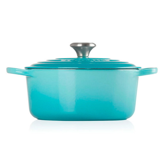 Imagem PANELA REDONDA SIGNATURE AZUL CARIBE EM FERRO FUNDIDO 17X33X24CM - LE CREUSET