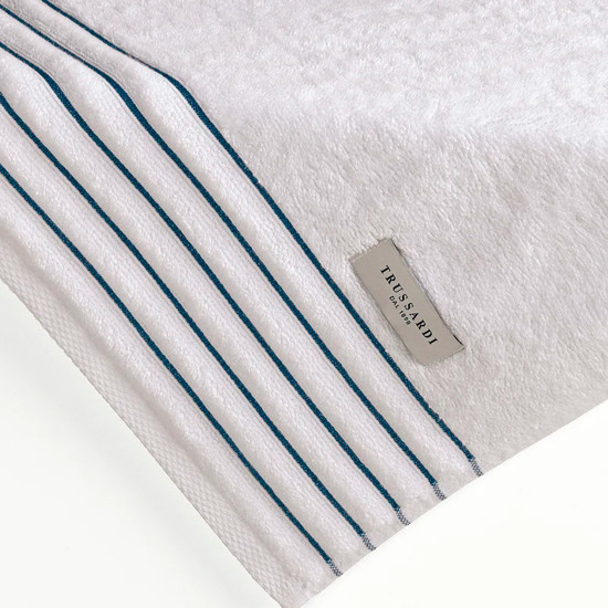 Imagem TOALHA BANHÃO PALLADIO BRANCO E ADRIÁTICO EM ALGODÃO 150X86CM - TRUSSARDI