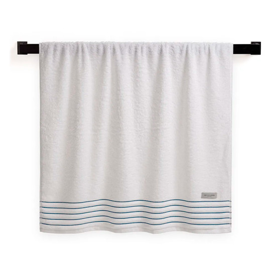 Imagem TOALHA BANHÃO PALLADIO BRANCO E ADRIÁTICO EM ALGODÃO 150X86CM - TRUSSARDI