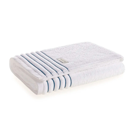 Imagem TOALHA BANHÃO PALLADIO BRANCO E ADRIÁTICO EM ALGODÃO 150X86CM - TRUSSARDI