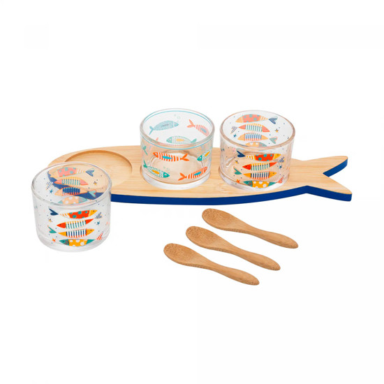 Imagem CONJUNTO 3 PETISQUEIRAS COM BANDEJA DE BAMBU IKI - WOLFF