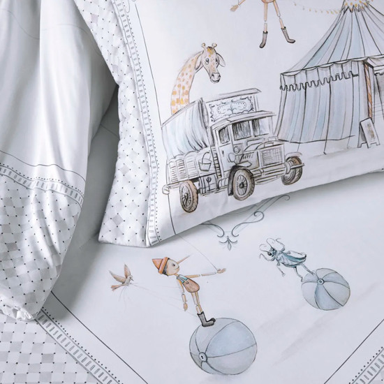 Imagem COLCHA COM PORTA TRAVESSEIRO SOLTEIRO INFANTIL PINOCCHIO 100% ALGODÃO - TRUSSARDI