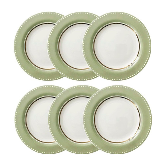 Imagem JOGO DE PRATOS SOBREMESA 6 PEÇAS EM PORCELANA STRAUSS GREEN 23CM - OXFORD