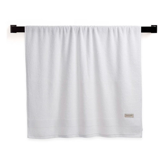 Imagem TOALHA DE ROSTO BORGIA BARRA AVELUDADA EM ALGODÃO BRANCO 80X48CM - TRUSSARDI