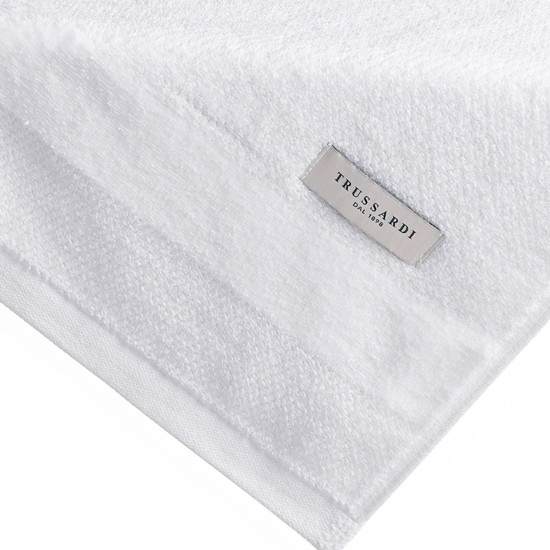 Imagem TOALHA DE ROSTO BORGIA BARRA AVELUDADA EM ALGODÃO BRANCO 80X48CM - TRUSSARDI