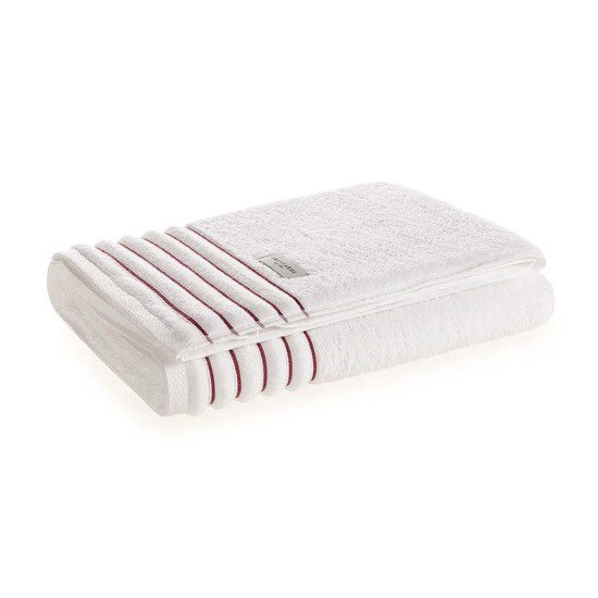 Imagem TOALHA BANHÃO FELPUDO PALLADIO BRANCO E MARSALA EM ALGODÃO 150X86CM - TRUSSARDI