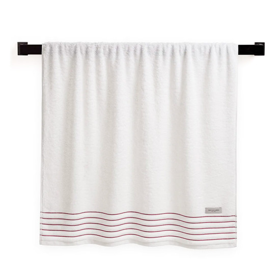 Imagem TOALHA BANHÃO FELPUDO PALLADIO BRANCO E MARSALA EM ALGODÃO 150X86CM - TRUSSARDI