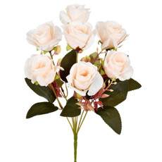 Imagem de BUQUÊ DECORATIVO DE ROSAS CREME EM PLÁSTICO MOLDÁVEL 34X21CM - GRILLO - Grillo Ltda