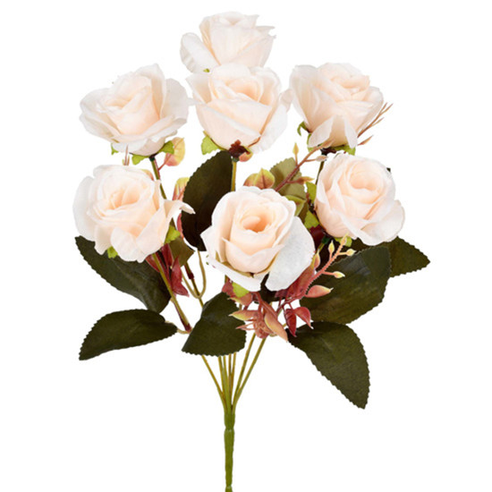 Imagem BUQUÊ DECORATIVO DE ROSAS CREME EM PLÁSTICO MOLDÁVEL 34X21CM - GRILLO