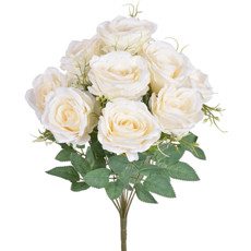 Imagem de BUQUÊ DECORATIVO PERMANENTE DE ROSAS CREME EM PLÁSTICO MOLDÁVEL 45X10CM - GRILLO - Grillo Ltda