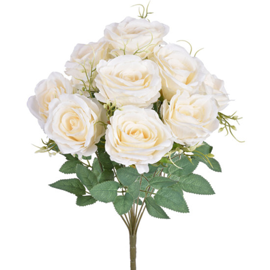 Imagem BUQUÊ DECORATIVO PERMANENTE DE ROSAS CREME EM PLÁSTICO MOLDÁVEL 45X10CM - GRILLO