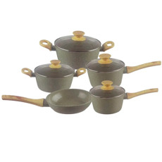 Imagem de CONJUNTO 5 PANELAS MÁRMOL STYLE COOK ESMERALDA REVESTIMENTO CERÂMICO - MIMO STYLE - Mimo Importacao Exportacao Ltda