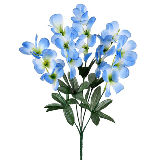 Imagem BUQUÊ DECORATIVO DE FRÉSIA AZUL EM PLÁSTICO MOLDÁVEL 38X20CM - GRILLO