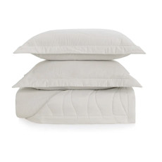 Imagem de COLCHA COM PORTA TRAVESSEIROS CASAL 100% ALGODÃO EGÍPCIO NOVARA BRANCO - TRUSSARDI - Karsten S.A 